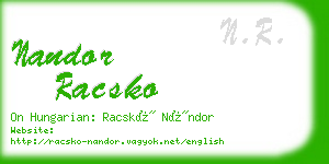 nandor racsko business card